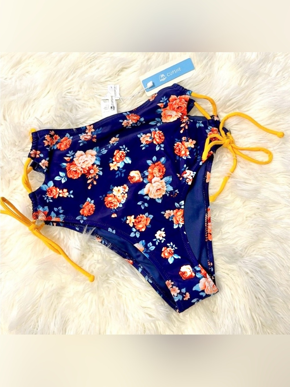 NWT CUPSHE Highrise Lace Up Bikini Bottoms
